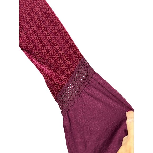 Style & Co Petite Velvet-Trim Blouse, Scarlet Wine, Sz. PM - Picture 5 of 11